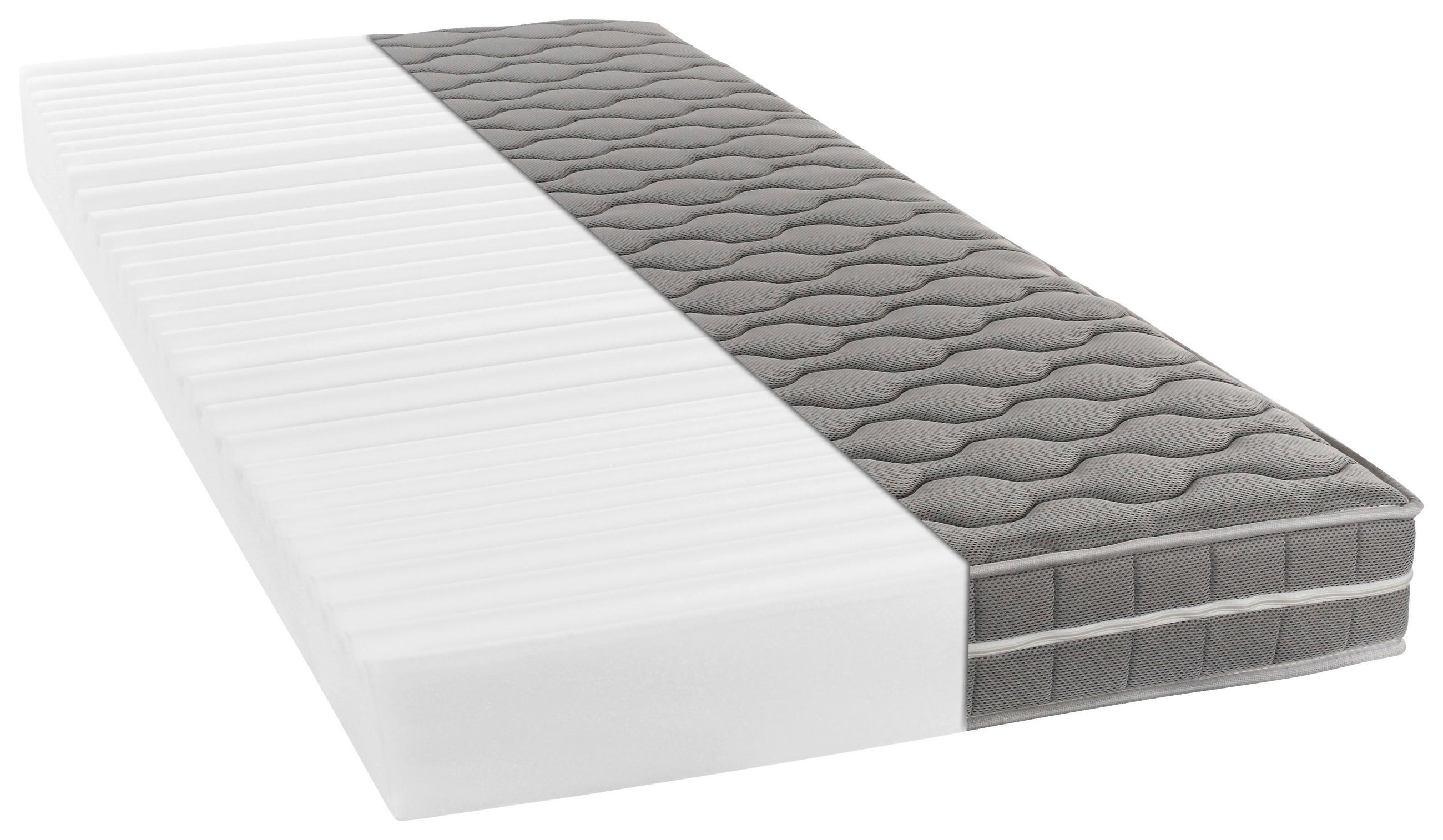 VISCOMATRATZE 100/200 cm, Höhe ca.: 16 cm, H2 + H3 = mittel + fest, 7-Zonen - Hellgrau, Basics, Textil (100/200cm) - P & B