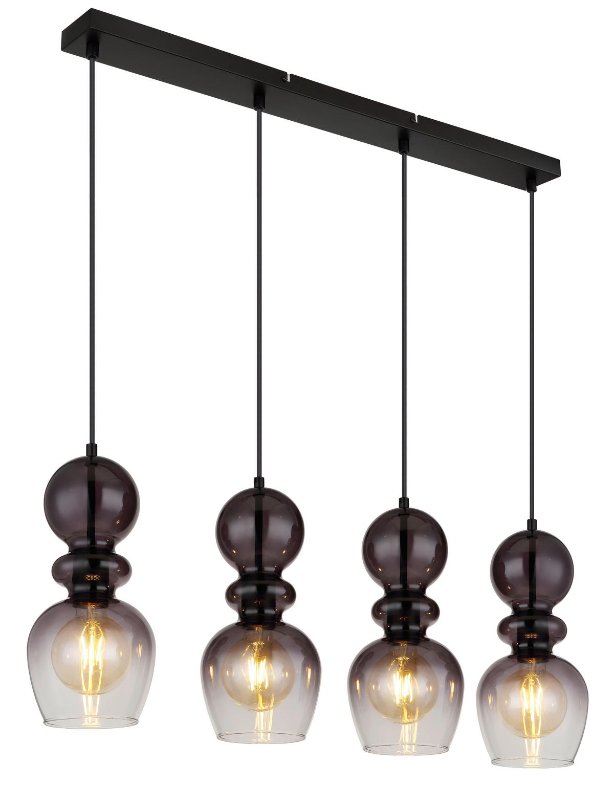 HÄNGELEUCHTE 82/15/150 cm    - Schwarz, Konventionell, Glas/Kunststoff (82/15/150cm) - Globo