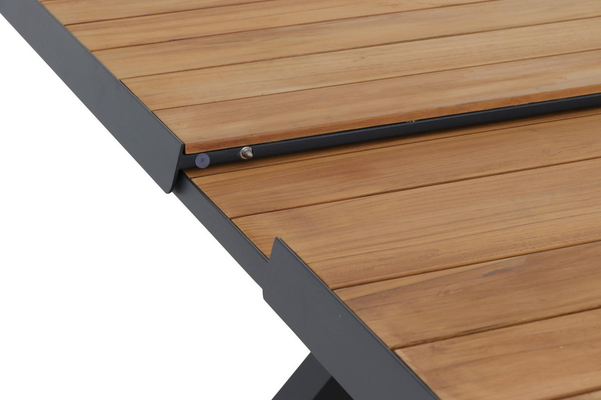 GARTENTISCH 160-200/90/77 cm Metall rechteckig  - Anthrazit/Teakfarben, Basics, Holz/Metall (160-200/90/77cm) - Siena Garden