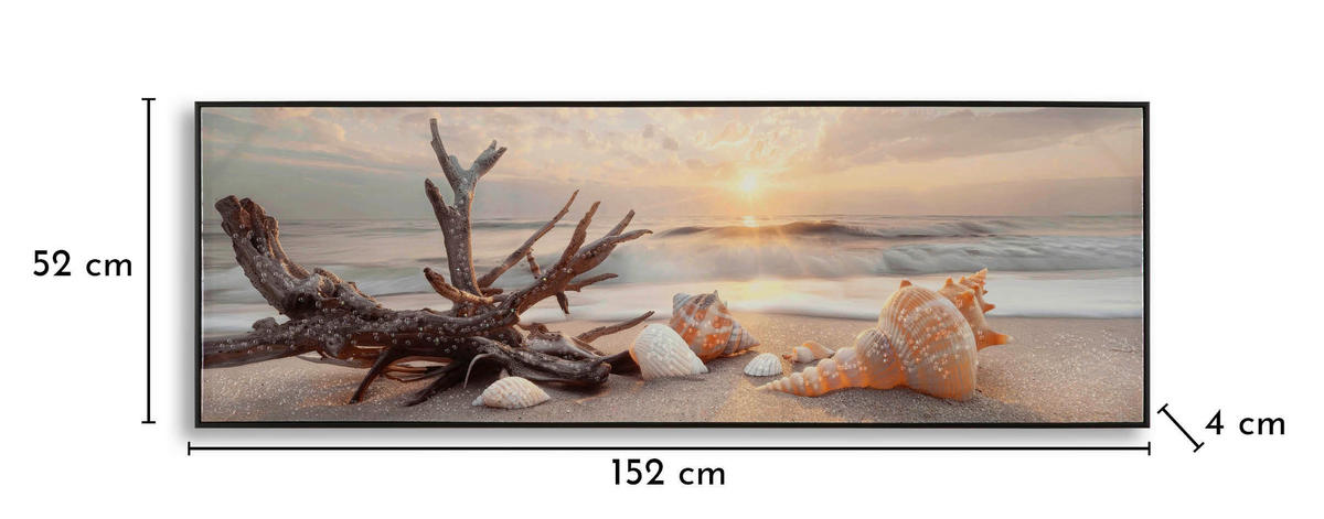 LEINWANDBILD Strand & Meer  - Schwarz, Basics, Holz/Kunststoff (152/52/4cm)
