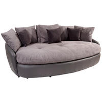 MEGASOFA in Lederlook, Mikrofaser Grau  - Schwarz/Grau, Lifestyle, Textil (238/80/140cm) - MID.YOU