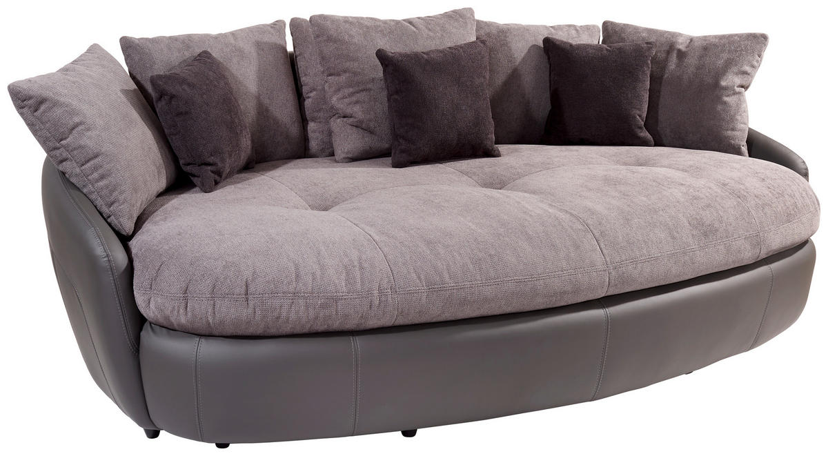 MEGASOFA in Lederlook, Mikrofaser Grau  - Schwarz/Grau, Lifestyle, Textil (238/80/140cm) - MID.YOU