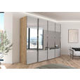 SCHWEBETÜRENSCHRANK  in Eiche Artisan, Seidengrau  - Chromfarben/Seidengrau, Design, Glas/Holzwerkstoff (271/235/68cm) - Novel