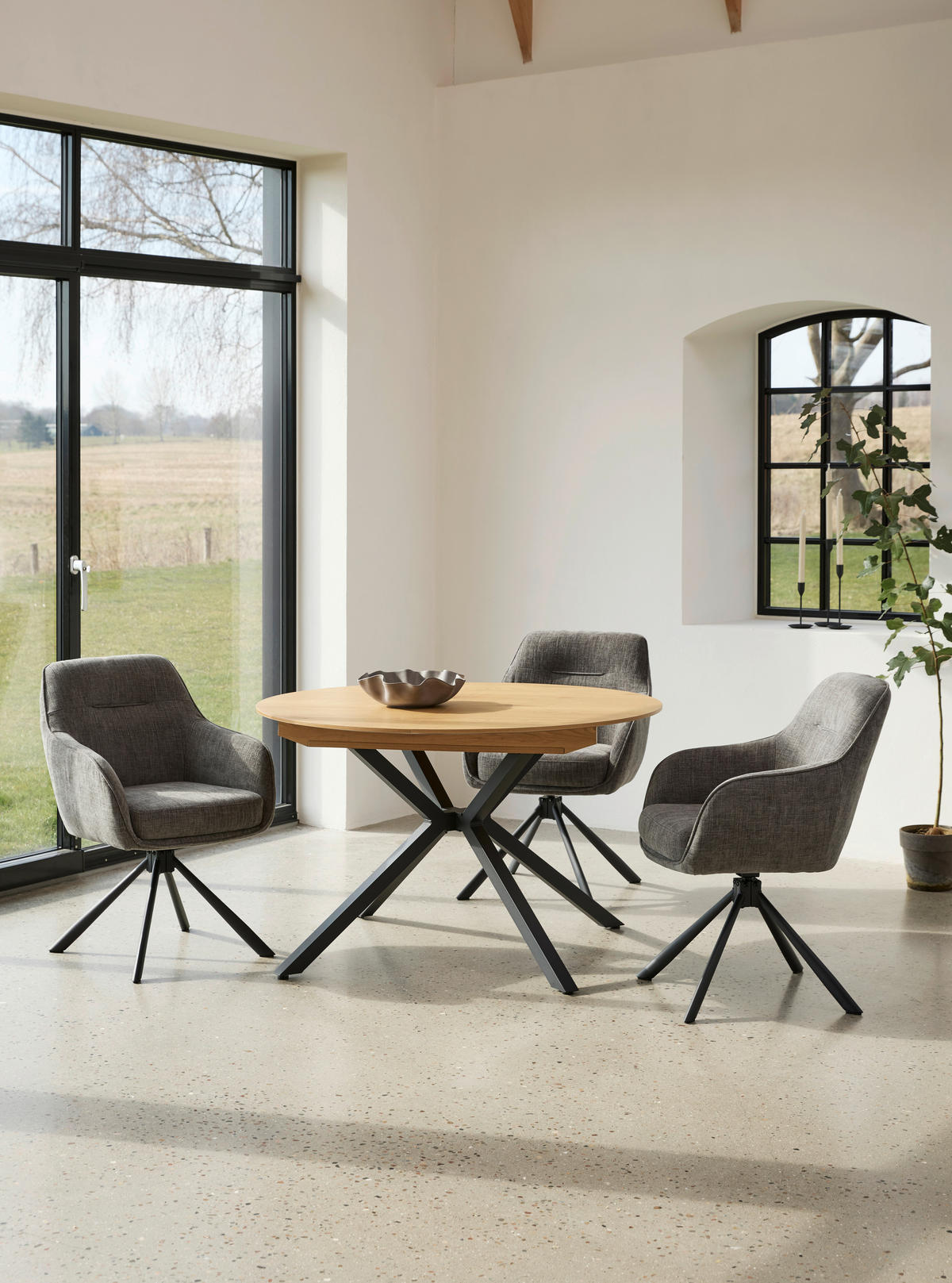 ESSTISCH in Holzwerkstoff 120/120/75 cm  - Eichefarben/Schwarz, MODERN, Holzwerkstoff/Metall (120/120/75cm) - Livetastic