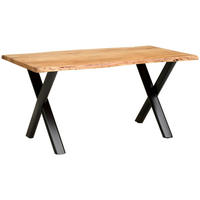 JEDILNA MIZA, v celoti masivno akacija naravne barve  - črna/naravne barve, Moderno, kovina/les (160/90/76cm) - P & B