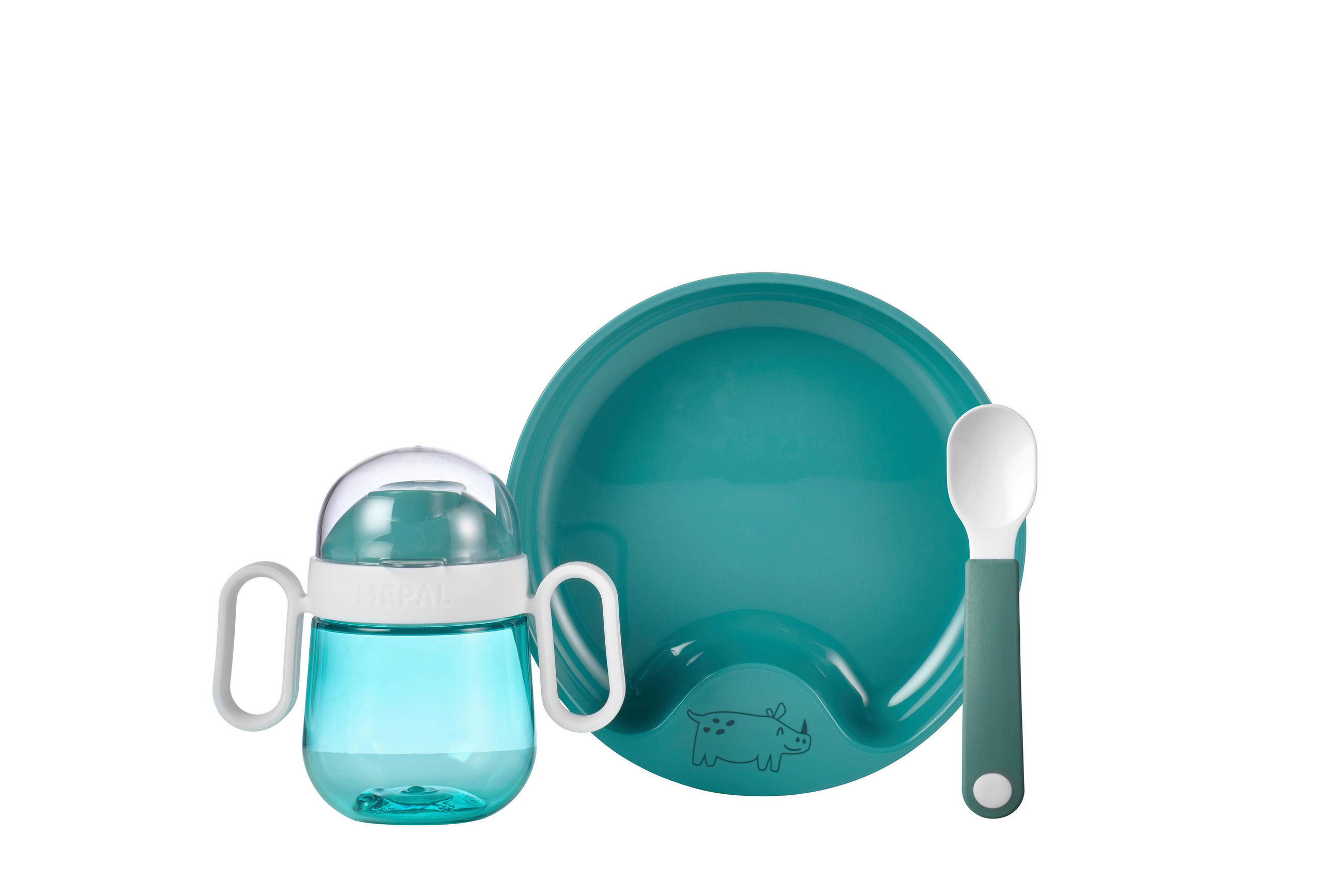 KINDERGESCHIRRSET 3-teilig  - Türkis, Basics, Kunststoff (20/18/10,5cm) - Mepal