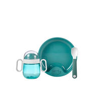 KINDERGESCHIRRSET 3-teilig  - Türkis, Basics, Kunststoff (20/18/10,5cm) - Mepal
