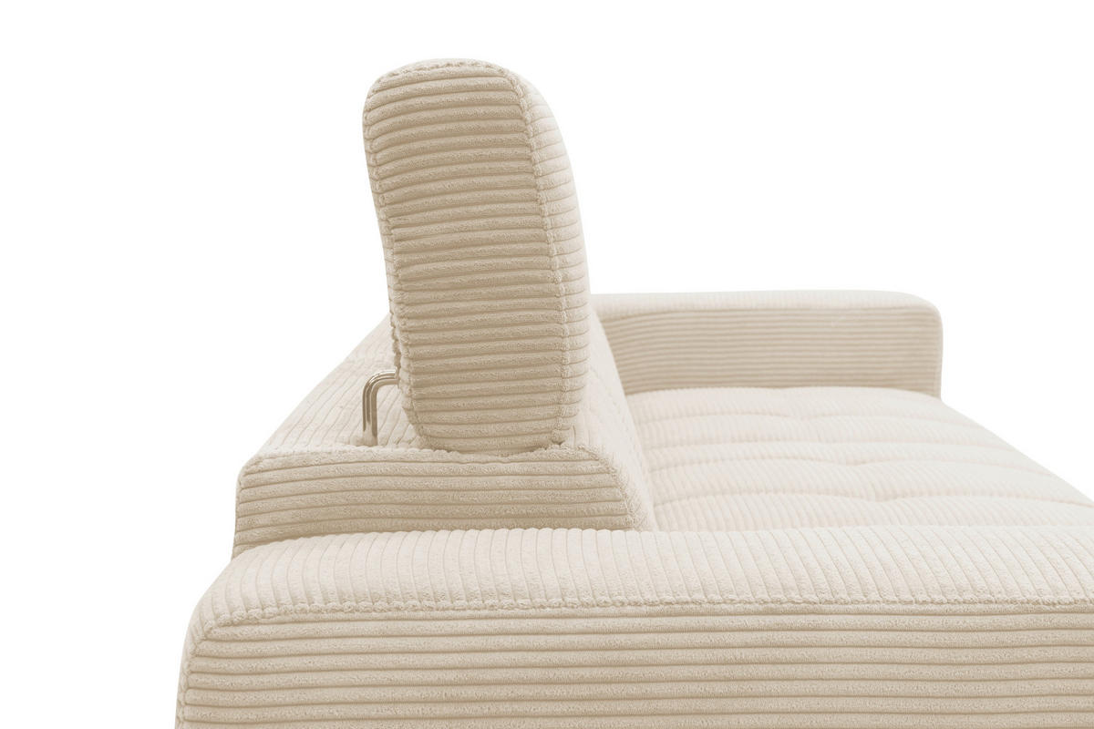 ECKSOFA TRENTO Creme Mikrofaser  - Dunkelgrau/Creme, MODERN, Textil/Metall (287/175cm) - MID.YOU