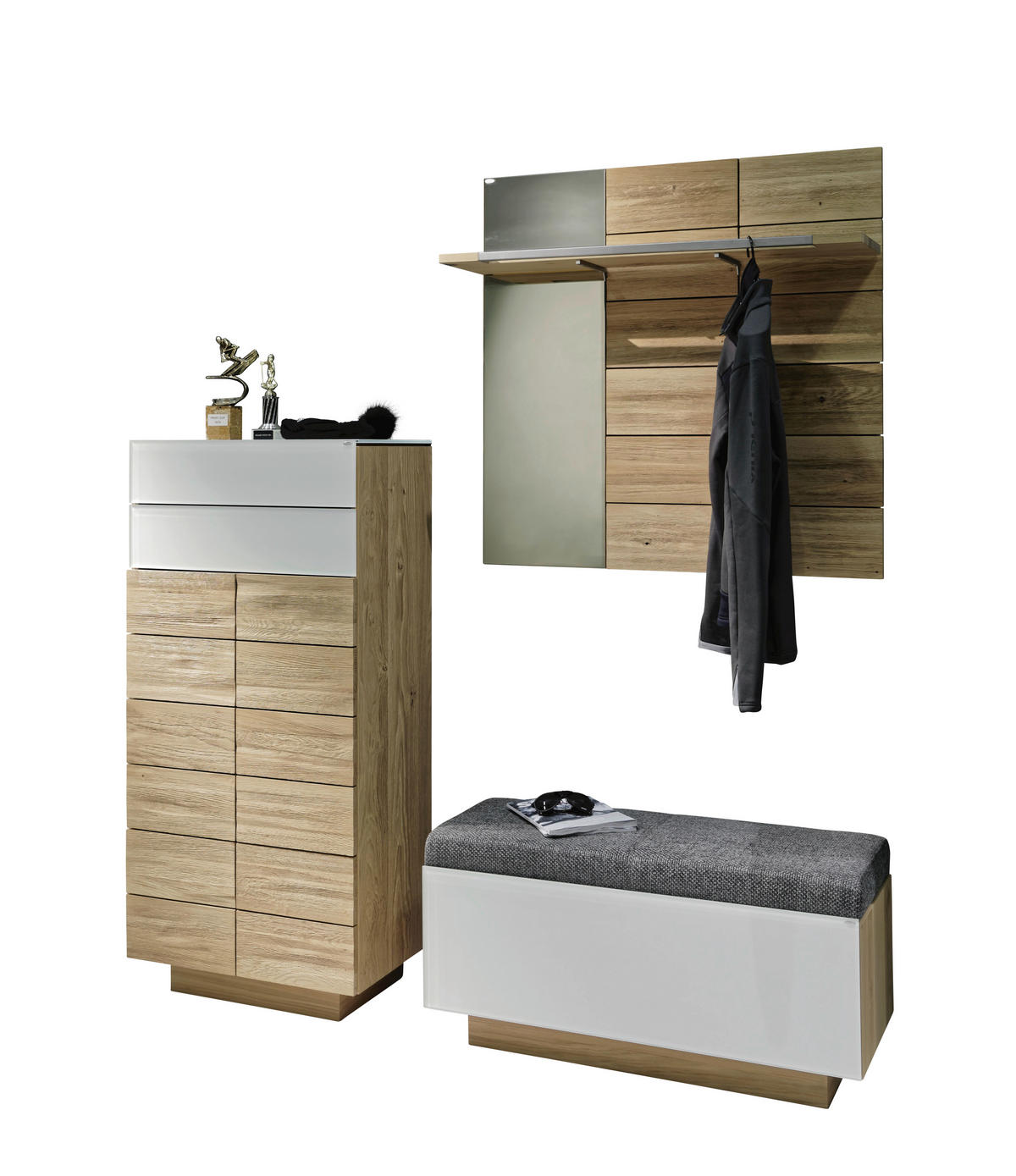 GARDEROBENPANEEL 95,6/95,6/32,5 cm  - Eichefarben, Natur, Glas/Holz (95,6/95,6/32,5cm) - Voglauer