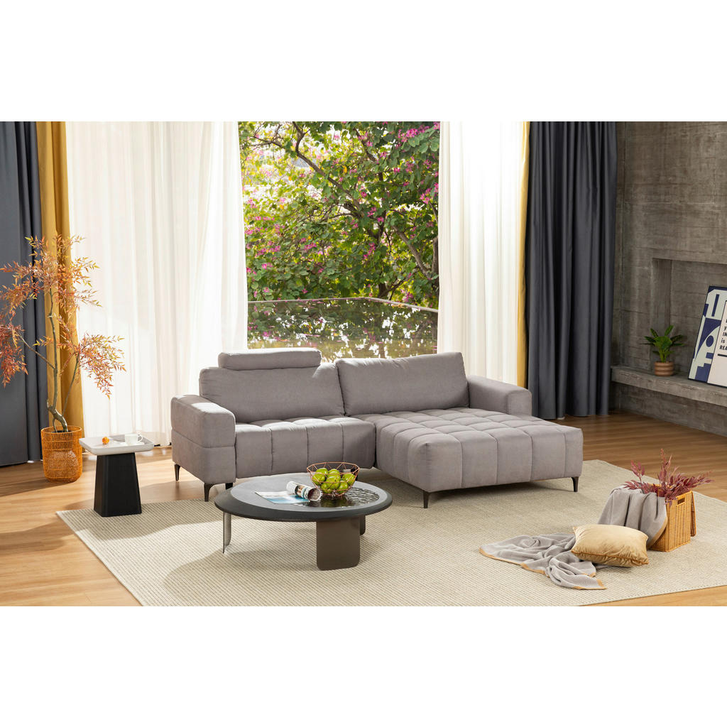 Thumbnail - Livetastic Ecksofa, Hellgrau, Textil, 2-Sitzer, L-Form, Ottomane rechts, 242x161 cm, USB-Anschluss, motorische Relaxfunk...