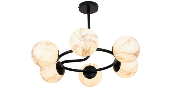 DECKENLEUCHTE Sirius 67/44 cm  - Schwarz/Weiß, Design, Glas (67/44cm) - Dieter Knoll