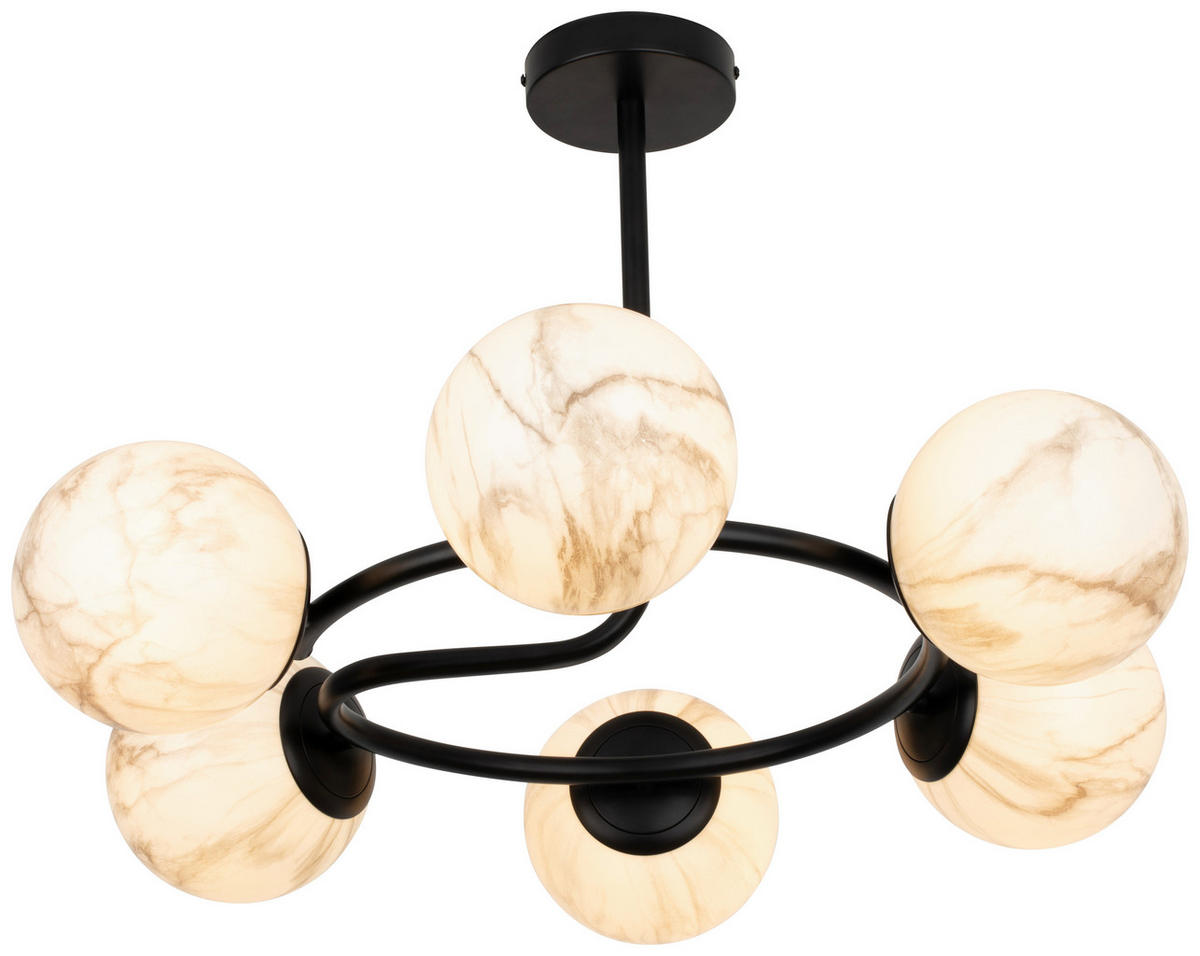 DECKENLEUCHTE Sirius 67/44 cm  - Schwarz/Weiß, Design, Glas (67/44cm) - Dieter Knoll