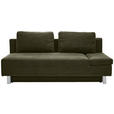 SCHLAFSOFA in Flachgewebe Dunkelgrün  - Chromfarben/Dunkelgrün, Design, Holz/Textil (205/77-93/99cm) - Novel