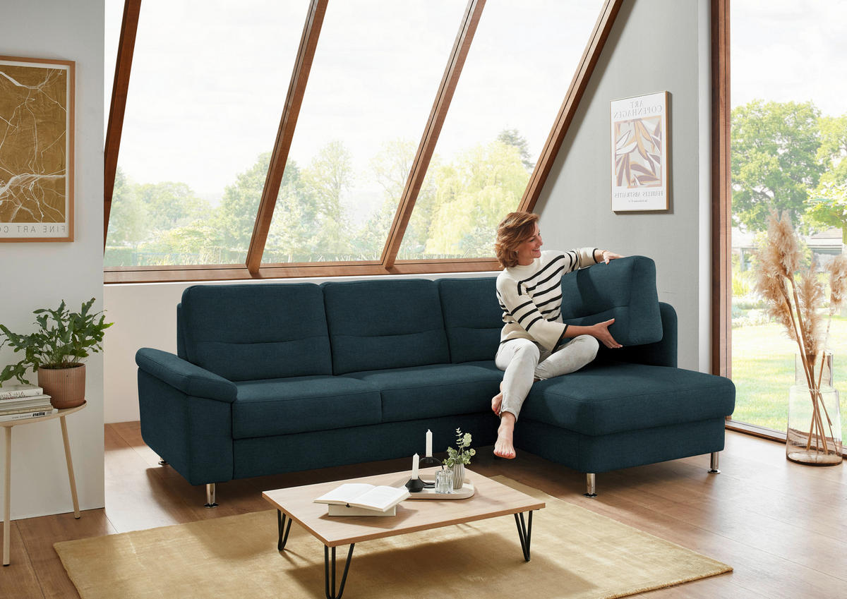 ECKSOFA  in Flachgewebe Opal  244/160 cm  - Opal/Alufarben, KONVENTIONELL, Textil/Metall (244/160cm) - Beldomo Comfort