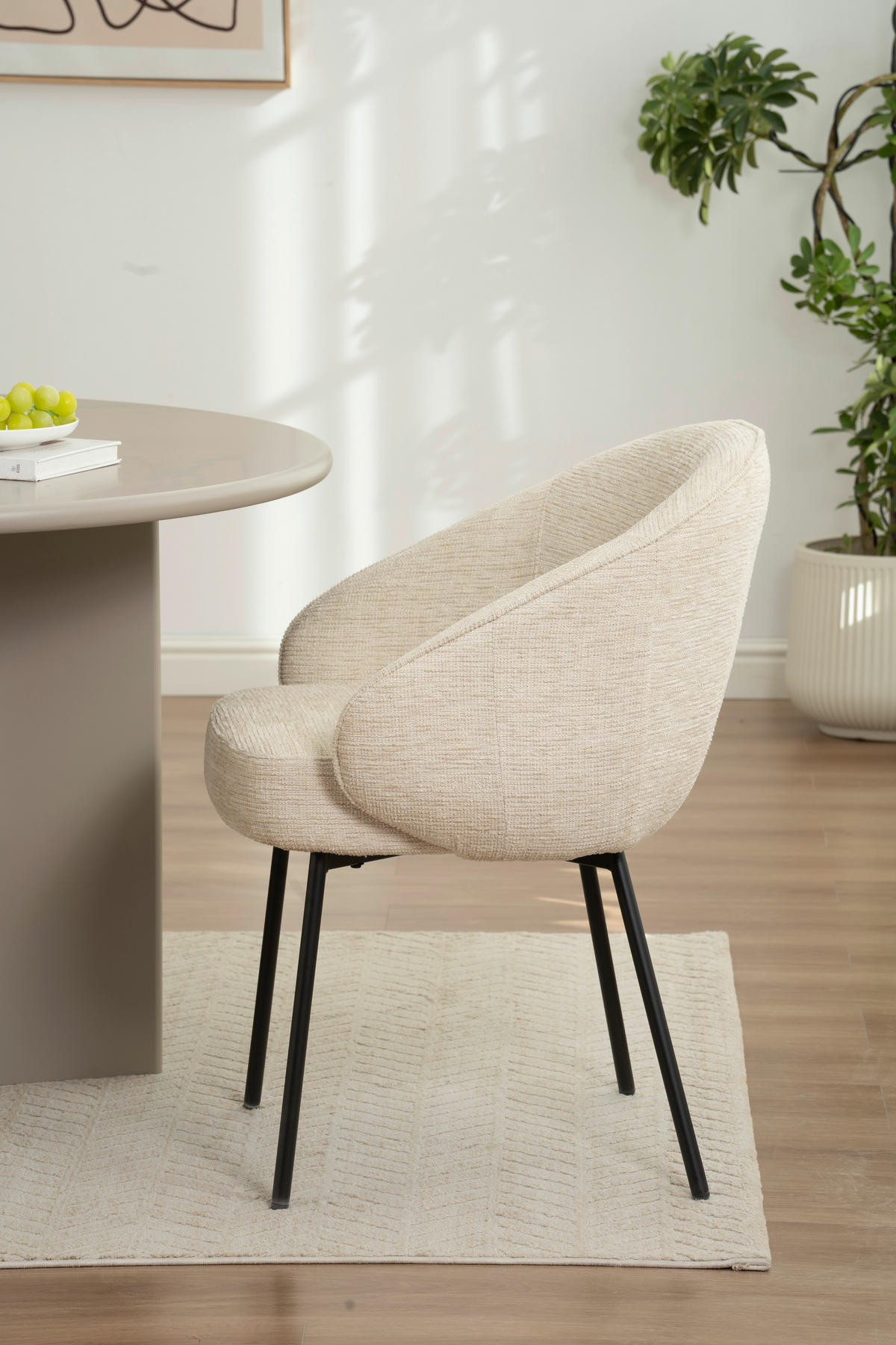 ARMLEHNSTUHL  in Eisen Leinenoptik  - Beige/Schwarz, Basics, Holz/Textil (60/81/62cm) - Livetastic