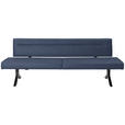 SITZBANK 220/87/70-86 cm Samt Dunkelblau  - Schwarz/Dunkelblau, KONVENTIONELL, Textil/Metall (220/87/70-86cm) - Moderano