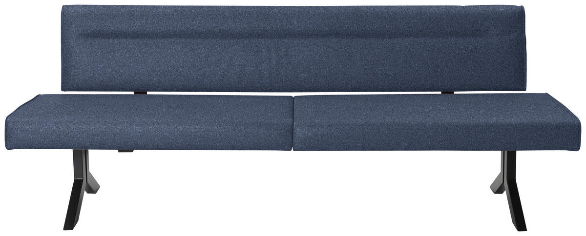 SITZBANK in Metall, Textil Dunkelblau  - Schwarz/Dunkelblau, Konventionell, Textil/Metall (220/87/70-86cm) - Moderano