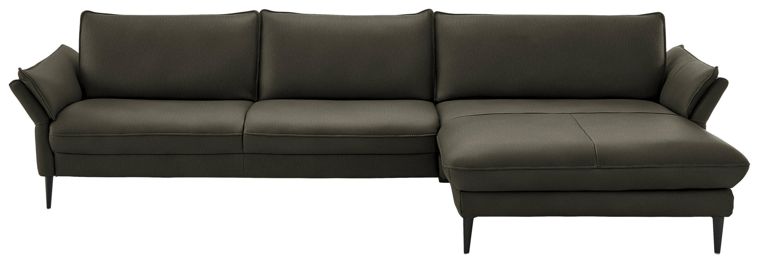 ECKSOFA  in Echtleder Graubraun  334/172 cm  - Graubraun/Schwarz, Design, Leder/Metall (334/172cm) - Hukla