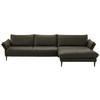 ECKSOFA in Echtleder Graubraun  - Graubraun/Schwarz, Design, Leder/Metall (334/172cm) - Hukla
