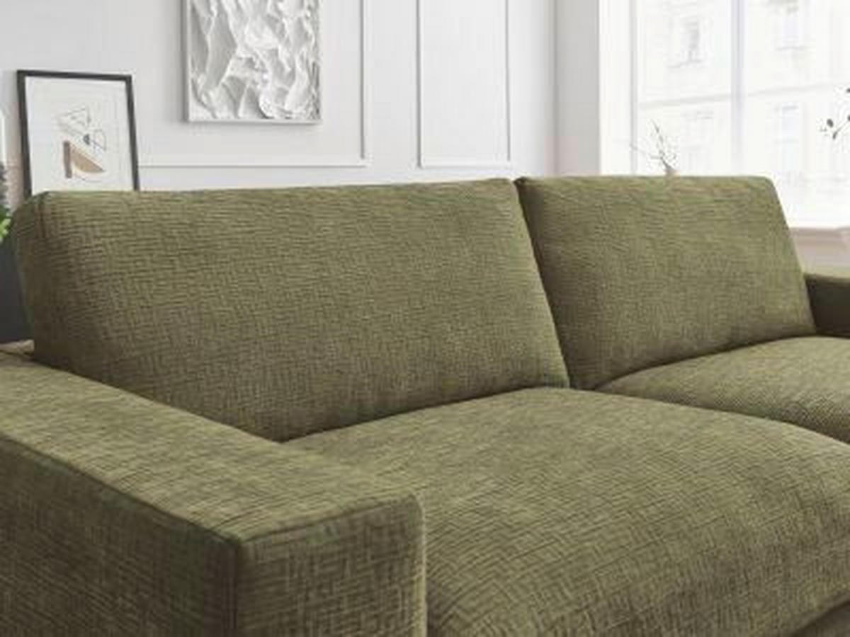 ECKSOFA Ottomane rechts  LEONARD  Grün Struktur  - Schwarz/Grün, MODERN, Kunststoff/Textil (274/159cm)
