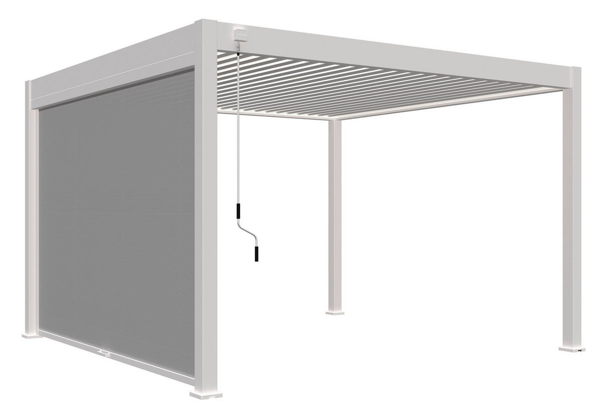 PERGOLA-ROLLO - Weiss, Basics, Textil/Metall (400/235/10cm) - Gardenson
