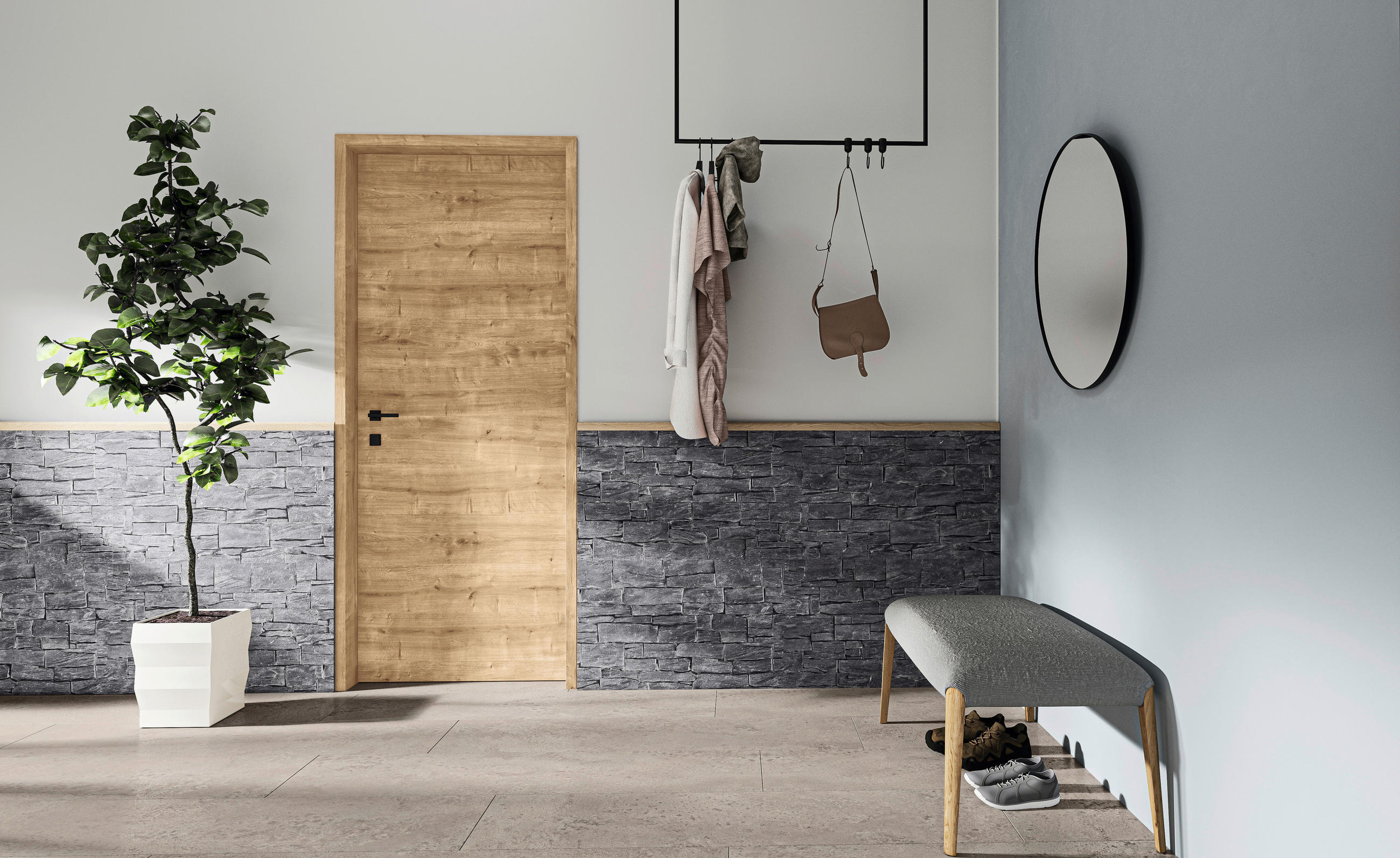 DECOWALL NARVA SCHIEFER 3 Stück  - Grau, KONVENTIONELL, Holzwerkstoff (125/66/1.2cm) - Egger Holzwerkstoffe
