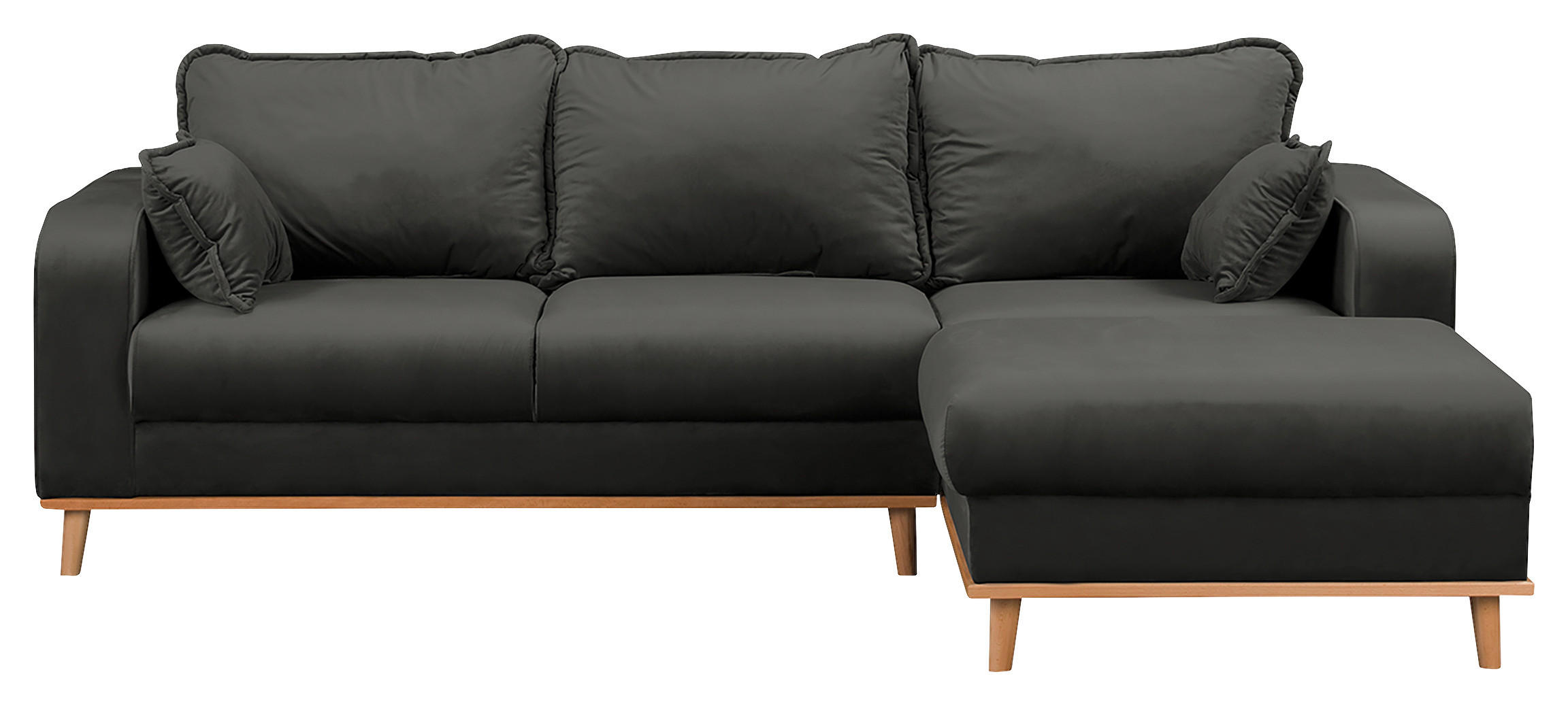ECKSOFA Beata Dunkelgrau Mikrofaser  - Wengefarben/Dunkelgrau, Design, Holz/Textil (230/150cm) - Livetastic
