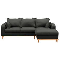 ECKSOFA Mikrofaser Dunkelgrau  - Wengefarben/Dunkelgrau, Design, Holz/Textil (230/150cm) - Livetastic