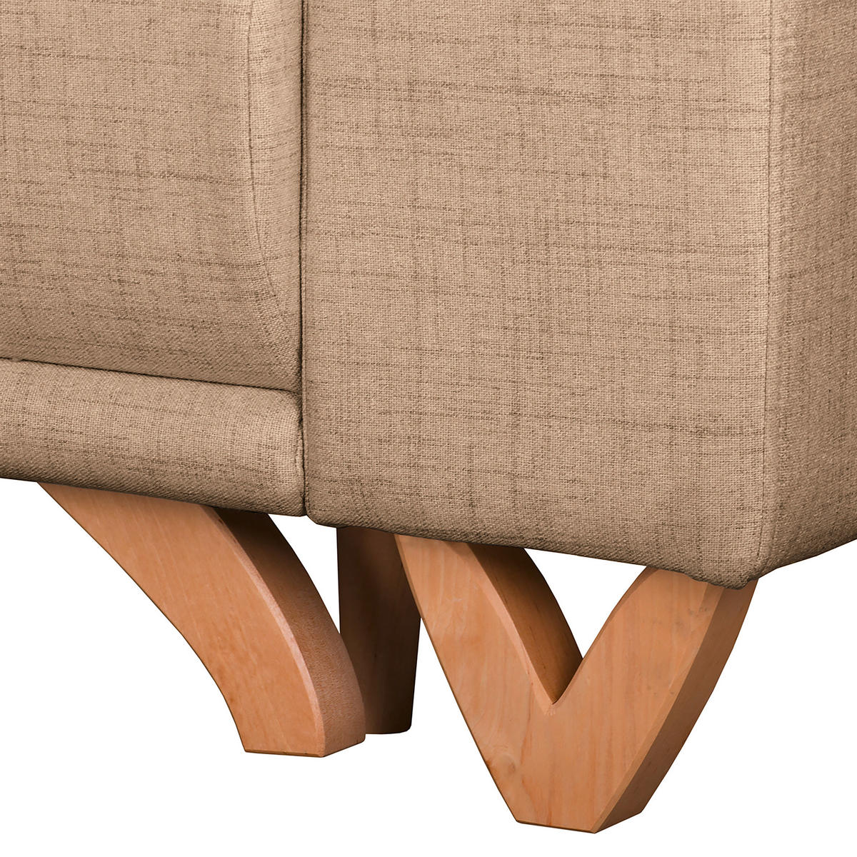 ECKSOFA in Textilgeflecht Beige  - Wengefarben/Beige, Design, Holz/Textil (257/174cm) - Livetastic