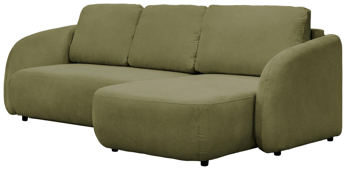 ECKSOFA PORTO Olivgrün  - Schwarz/Olivgrün, Design, Textil (270/154cm) - MID.YOU