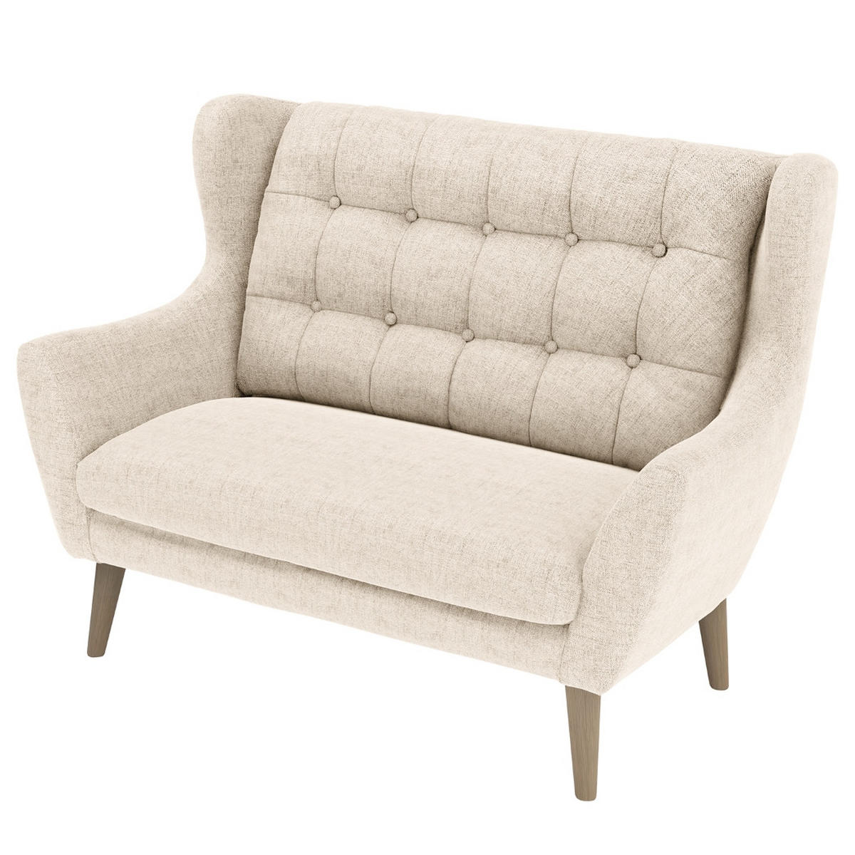 2-SITZER-SOFA in Webstoff Silberfarben  - Eichefarben/Silberfarben, Konventionell, Holz/Textil (144/107/94cm) - Trendmanufaktur