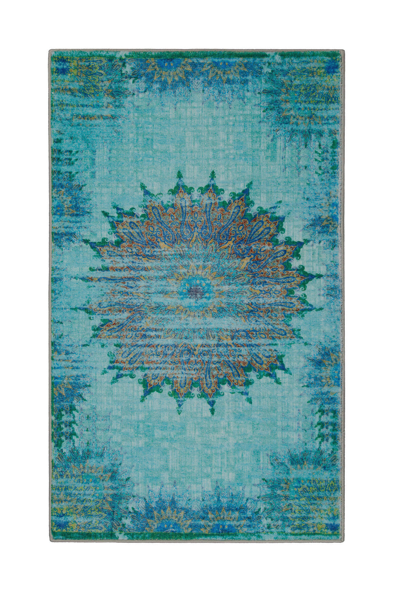 BADTEPPICH Blau, Türkis 70/120 cm  - Türkis/Blau, Basics, Kunststoff/Textil (70/120cm) - WECON HOME