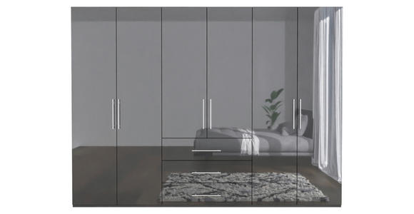 KLEIDERSCHRANK in Anthrazit, Anthrazit Hochglanz - Anthrazit/Anthrazit Hochglanz, KONVENTIONELL, Holzwerkstoff/Metall (294/219/59cm) - Carryhome
