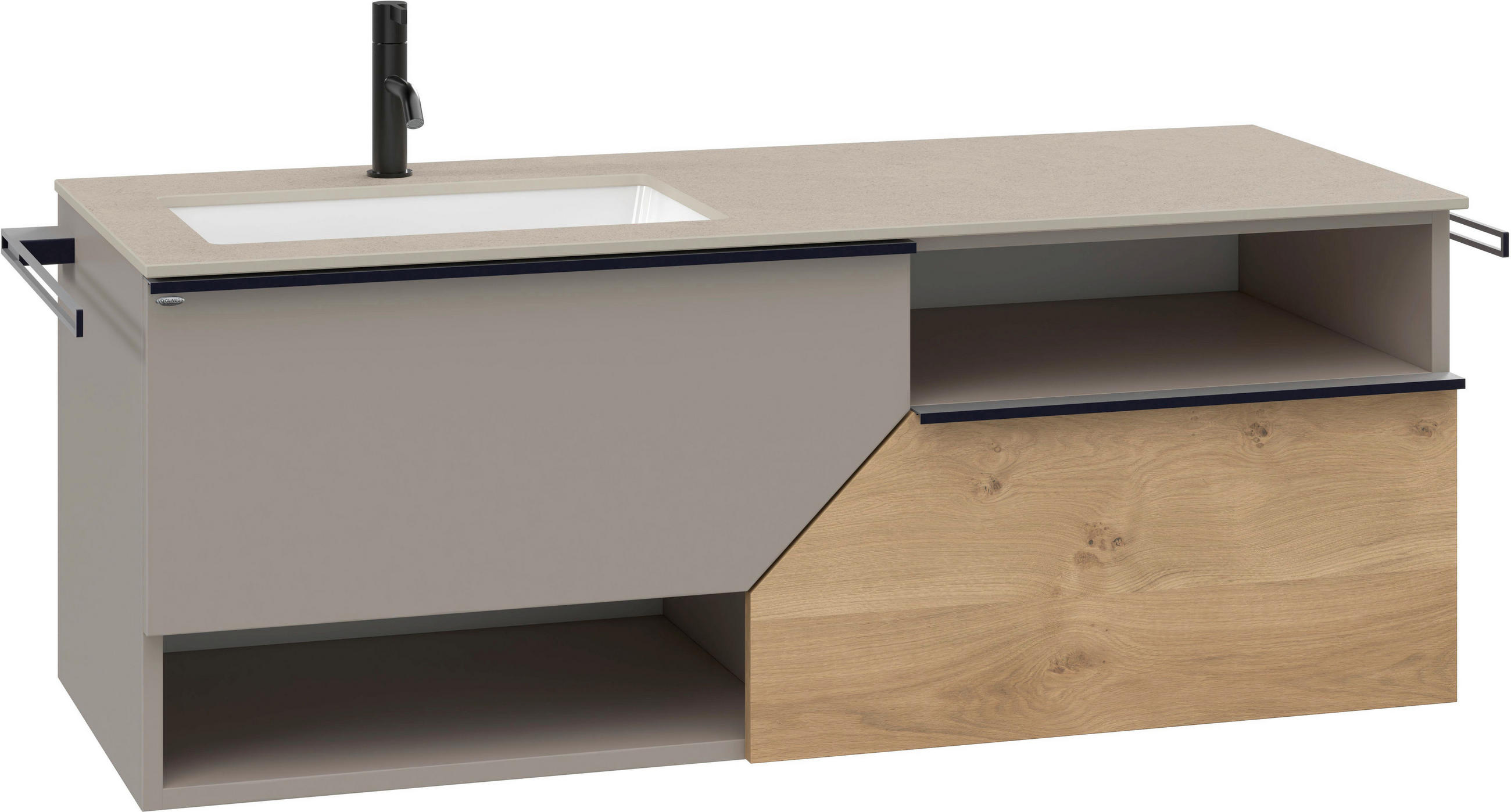 WASCHTISCHKOMBI 128,4 cm  - Taupe/Eichefarben, LIFESTYLE, Holz/Keramik (128,4cm) - Voglauer