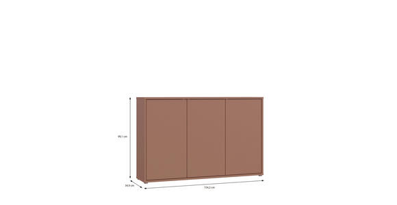 SIDEBOARD  154,2/99,1/34,9 cm  - Terracotta/Grau, MODERN, Holzwerkstoff/Kunststoff (154,2/99,1/34,9cm) - Carryhome