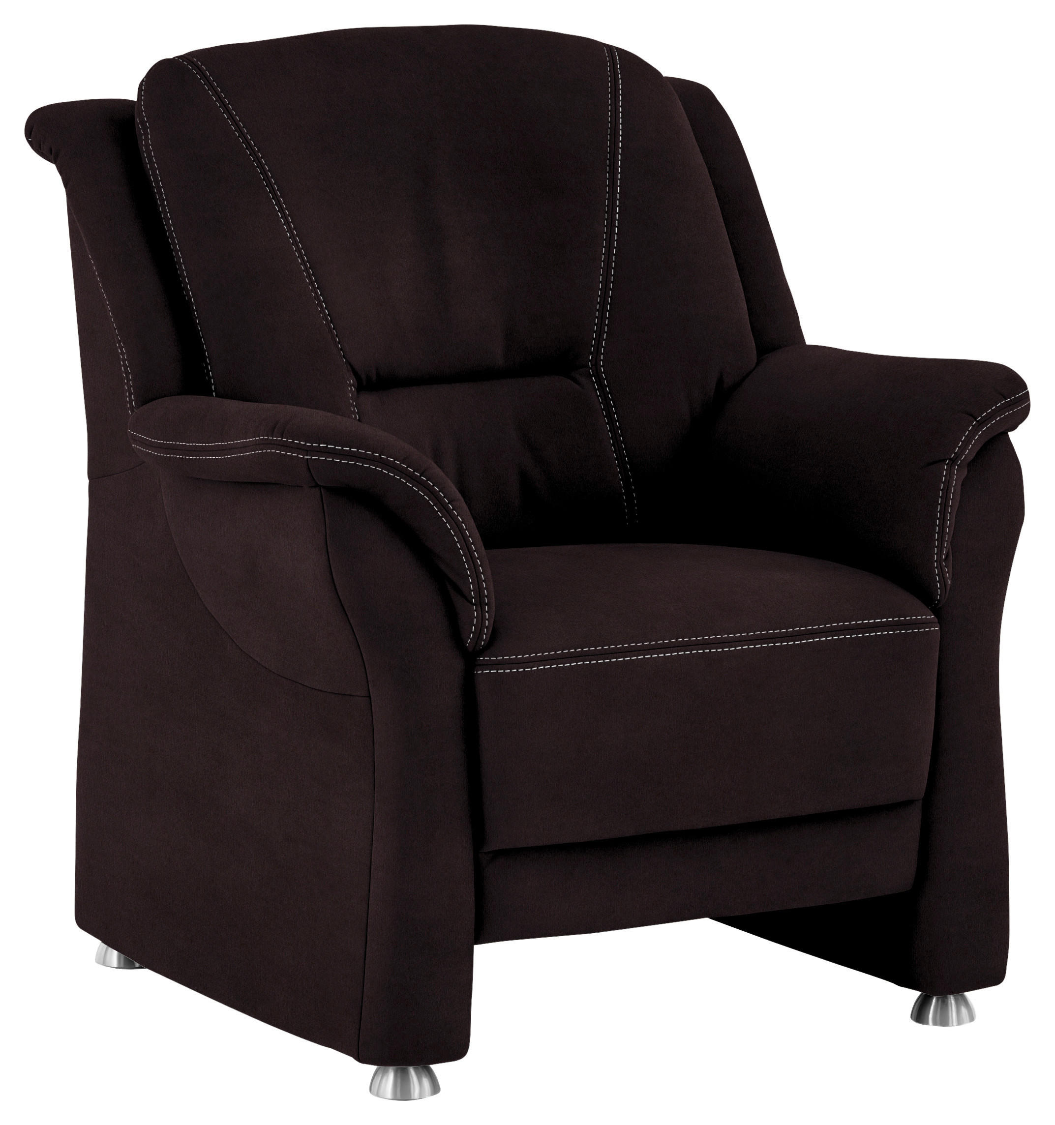 SESSEL in Mikrofaser Dunkelbraun  - Dunkelbraun/Beige, Konventionell, Textil/Metall (90/100/89cm) - Beldomo Comfort