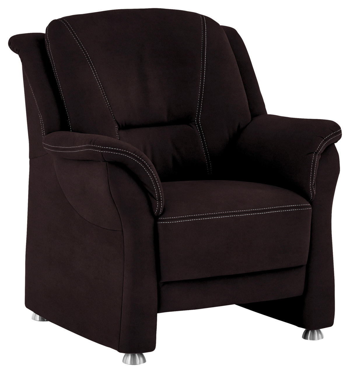 SESSEL in Mikrofaser Dunkelbraun  - Dunkelbraun/Beige, KONVENTIONELL, Textil/Metall (90/100/89cm) - Beldomo Comfort