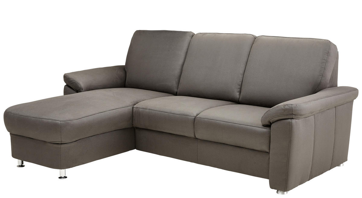 ECKSOFA Dunkelgrau Flachgewebe  - Chromfarben/Dunkelgrau, KONVENTIONELL, Textil/Metall (163/220cm) - Beldomo System
