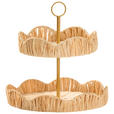 ETAGERE 2-stöckig - Goldfarben/Naturfarben, LIFESTYLE, Holz/Metall (29,5/30cm) - Ambia Home