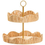 ETAGERE 2-stöckig - Goldfarben/Naturfarben, LIFESTYLE, Holz/Metall (29,5/30cm) - Ambia Home