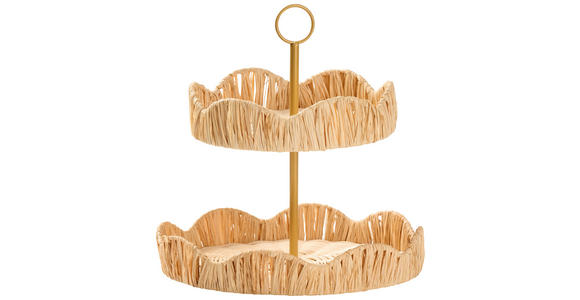 ETAGERE 2-stöckig - Goldfarben/Naturfarben, LIFESTYLE, Holz/Metall (29,5/30cm) - Ambia Home