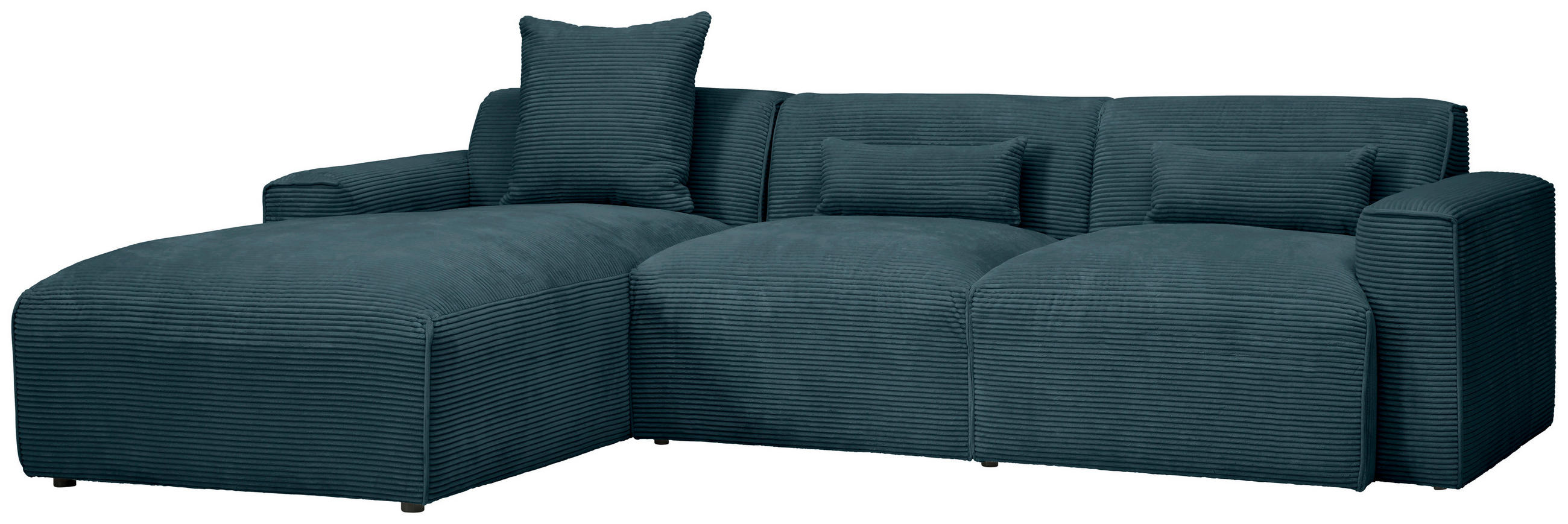 ECKSOFA Petrol Cord  - Petrol/Schwarz, Design, Kunststoff/Textil (196/303cm) - Livetastic