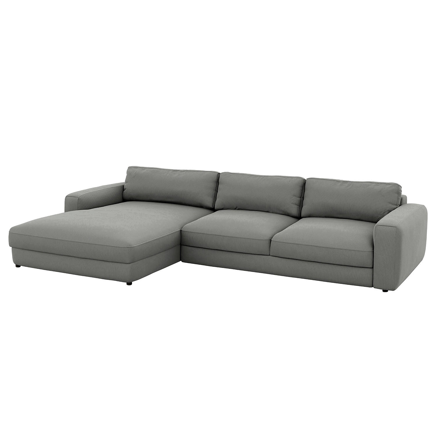 ECKSOFA in Cord Dunkelgrau - Dunkelgrau/Schwarz, Modern, Textil (176/84/303cm) - Trendmanufaktur