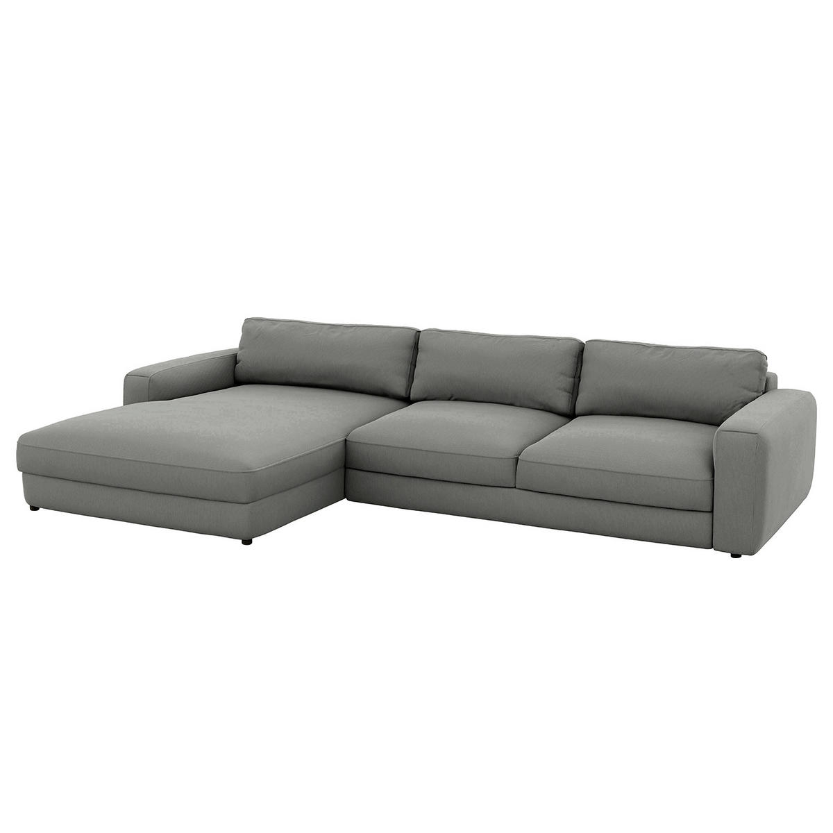 ECKSOFA in Cord Dunkelgrau  - Dunkelgrau/Schwarz, Modern, Textil (176/84/303cm) - Trendmanufaktur