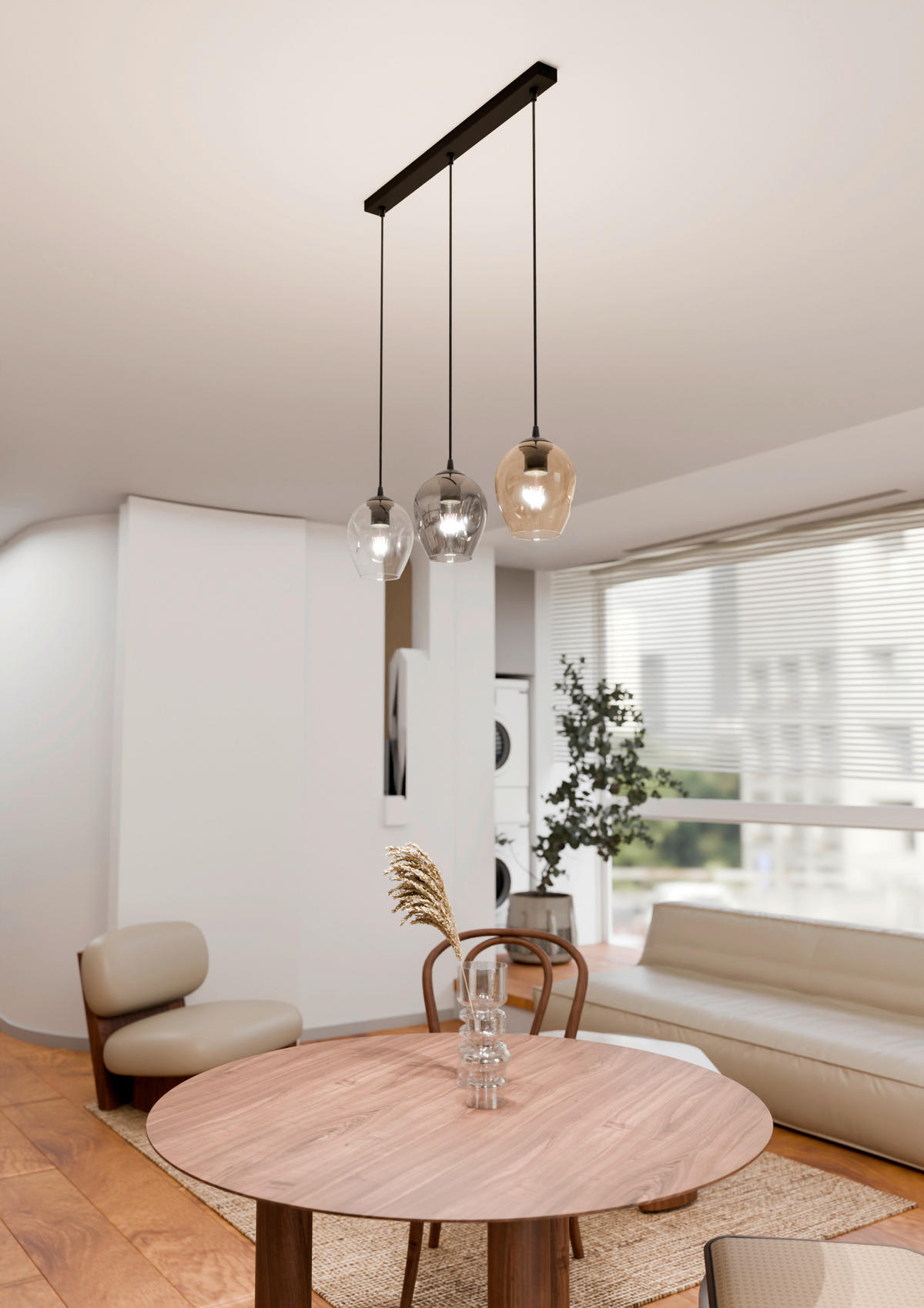 HÄNGELEUCHTE  70/14/100 cm    - Schwarz, KONVENTIONELL, Glas/Metall (70/14/100cm)