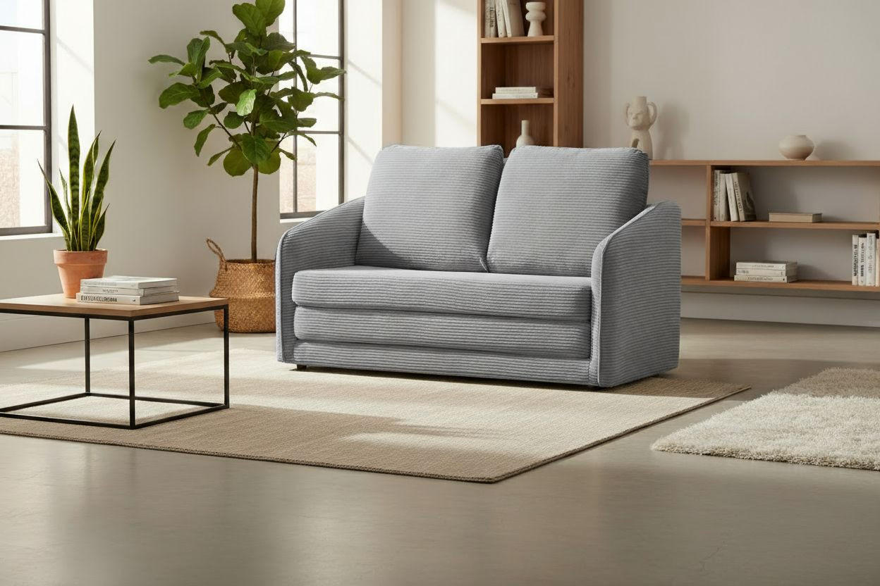 SCHLAFSOFA Cord Grau  - Schwarz/Grau, MODERN, Kunststoff/Textil (139/84/72cm) - MID.YOU