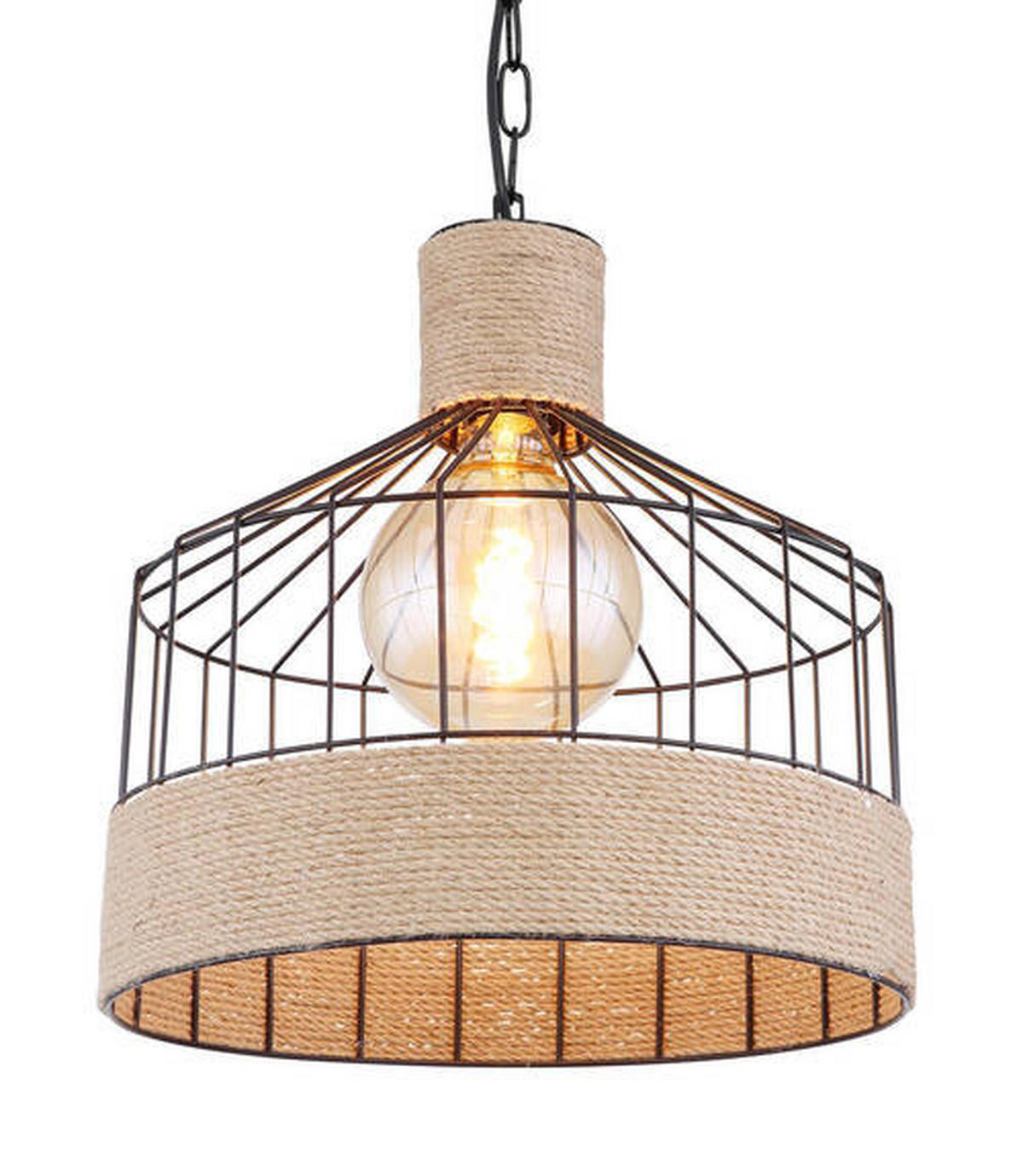 VISEČA SVETILKA        35/135 cm     60 W E27 - črna/rjava, Romantika, kovina/naravni materiali (35/135cm)
