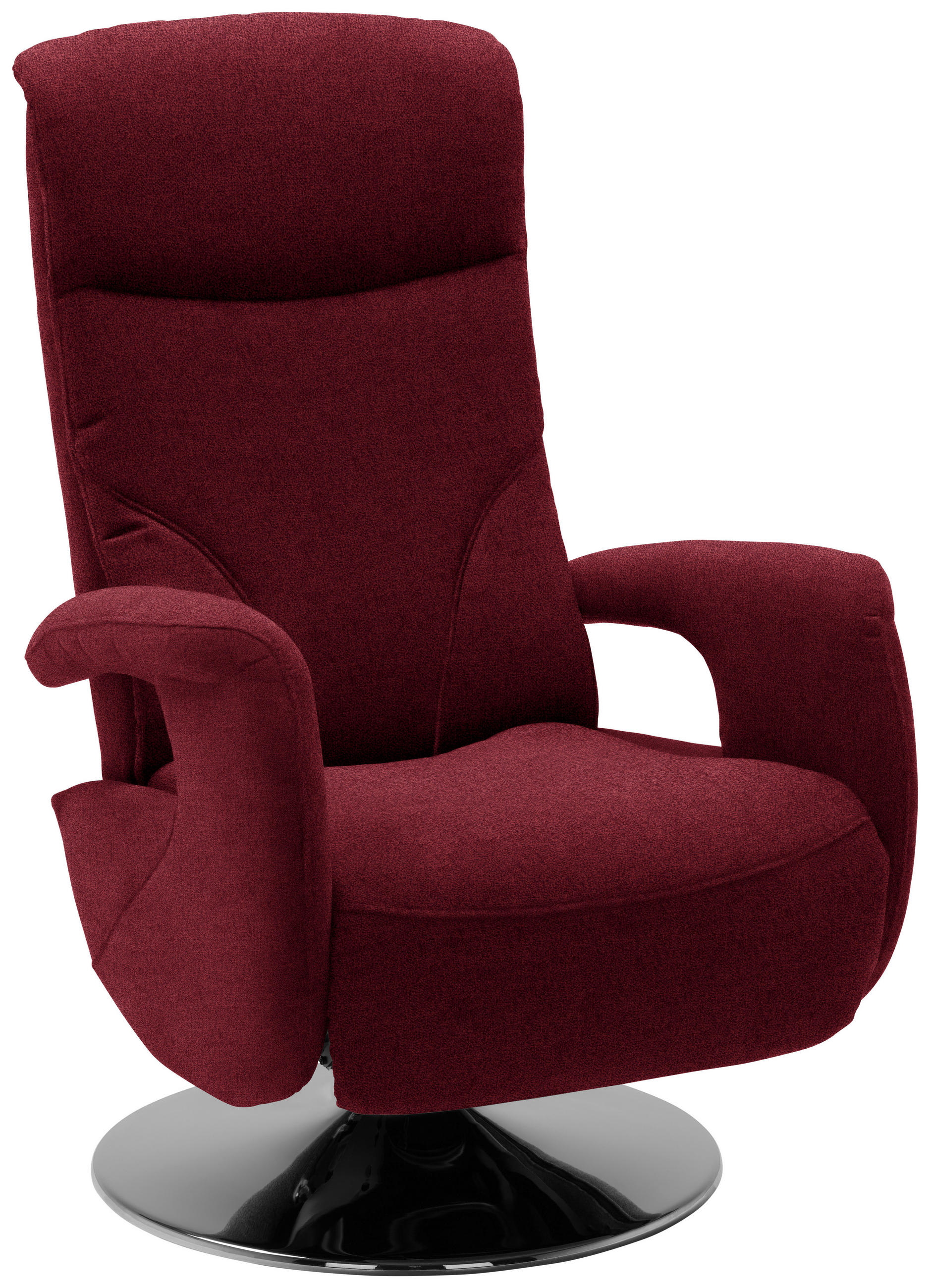 RELAXSESSEL Chenille, Mikrofaser Relaxfunktion, Kopfteilverstellung    - Chromfarben/Rot, Design, Textil/Metall (71/110/83cm) - Dieter Knoll