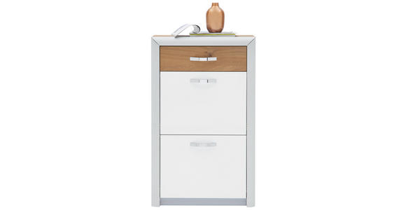 SCHUHSCHRANK 63/103/25 cm - Chromfarben/Eichefarben, Design, Holzwerkstoff/Metall (63/103/25cm) - Dieter Knoll