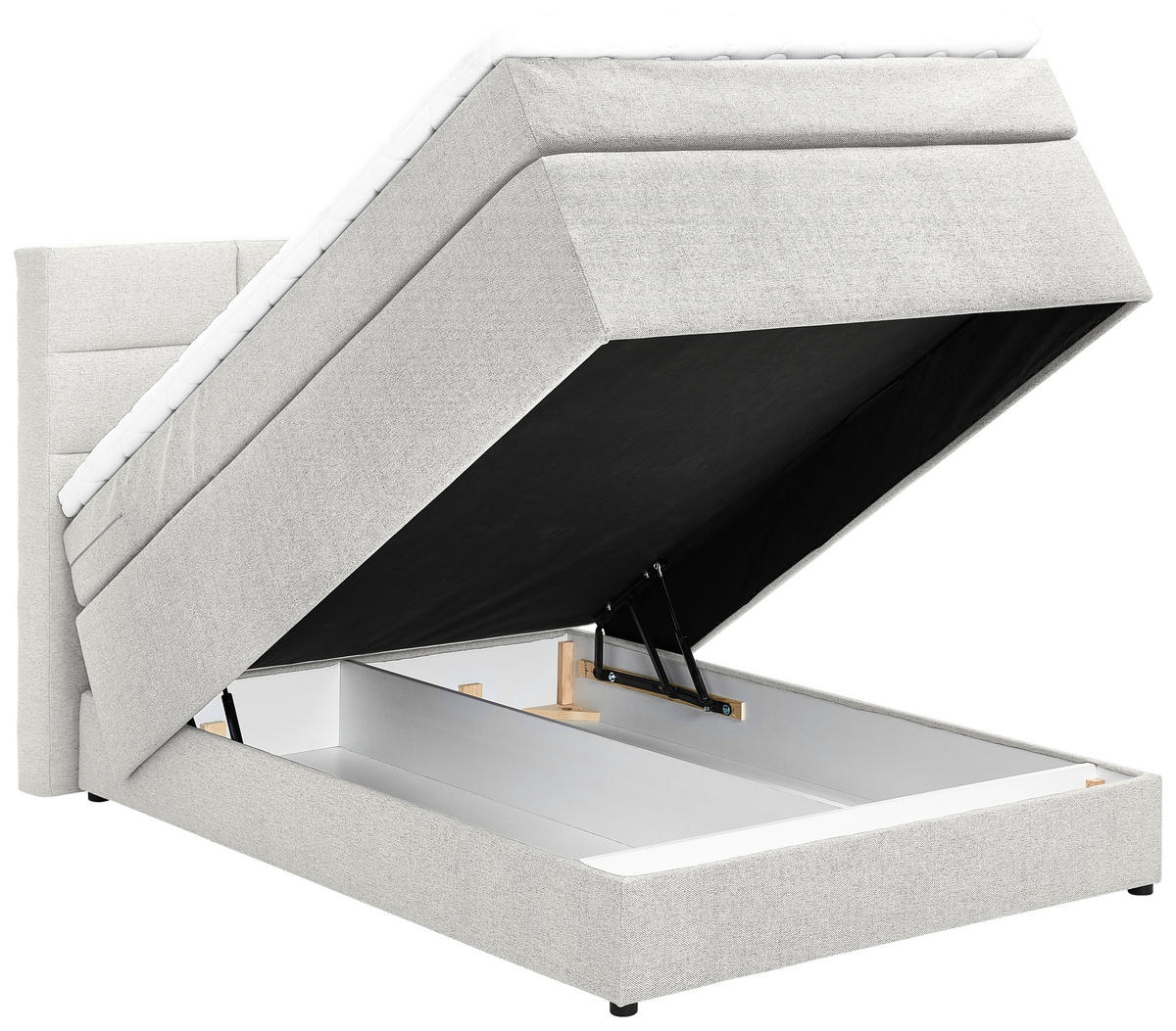 POSTELJA BOXSPRING 140 cm   x 200 cm  , tekstil sivobela  - črna/sivobela, Konvencionalno, tekstil (140/200cm) - Carryhome